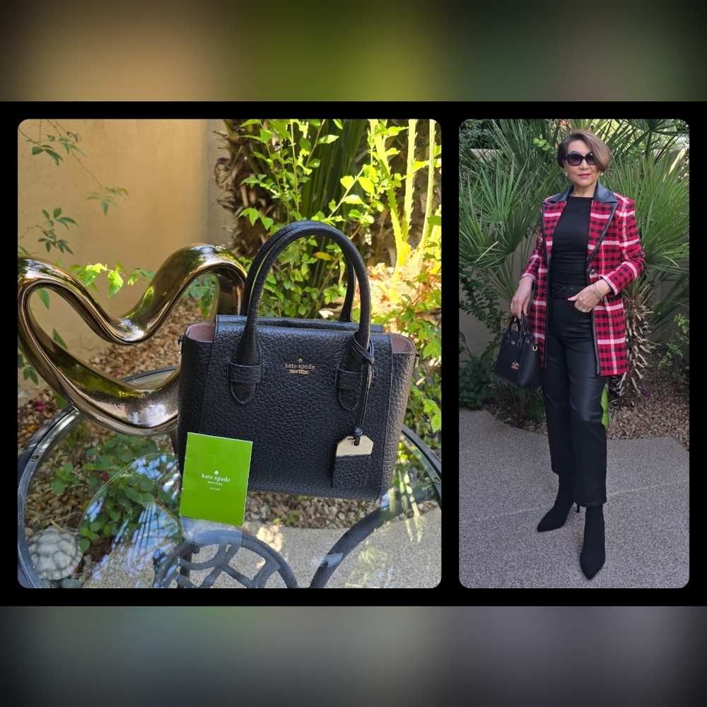 EUC Kate Spade Black Structured Satchel with Textured Leather